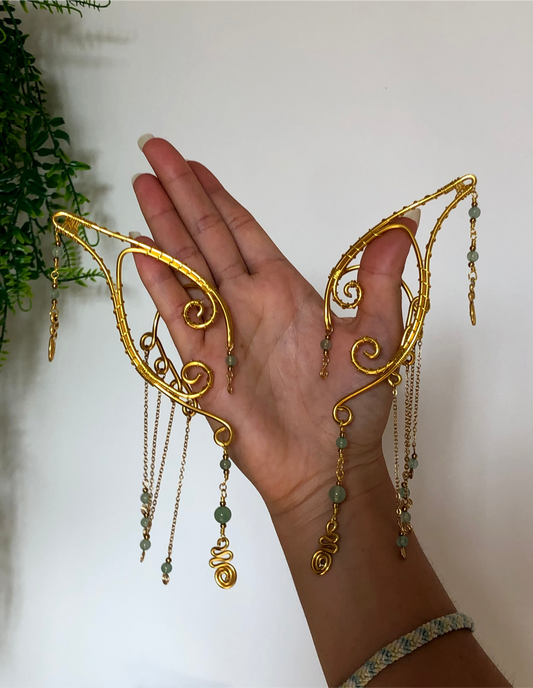 Manchettes d’oreilles Elfiques & Aventurine verte