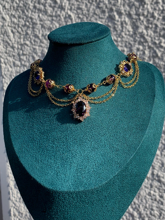 Collier « Megara » plaqué or & Améthyste