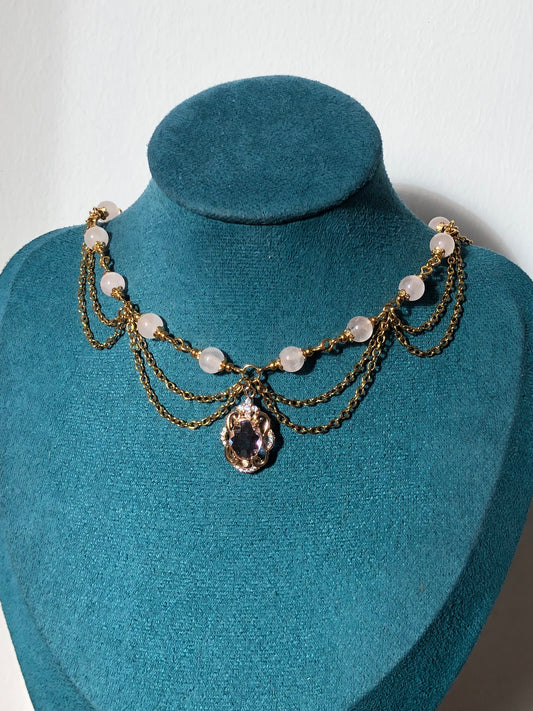 Collier « Hyacinthe » Quartz rose