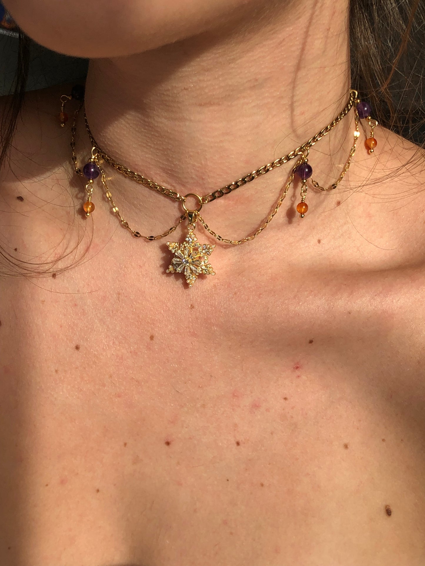 Collier « Anna » Améthyste & cornaline