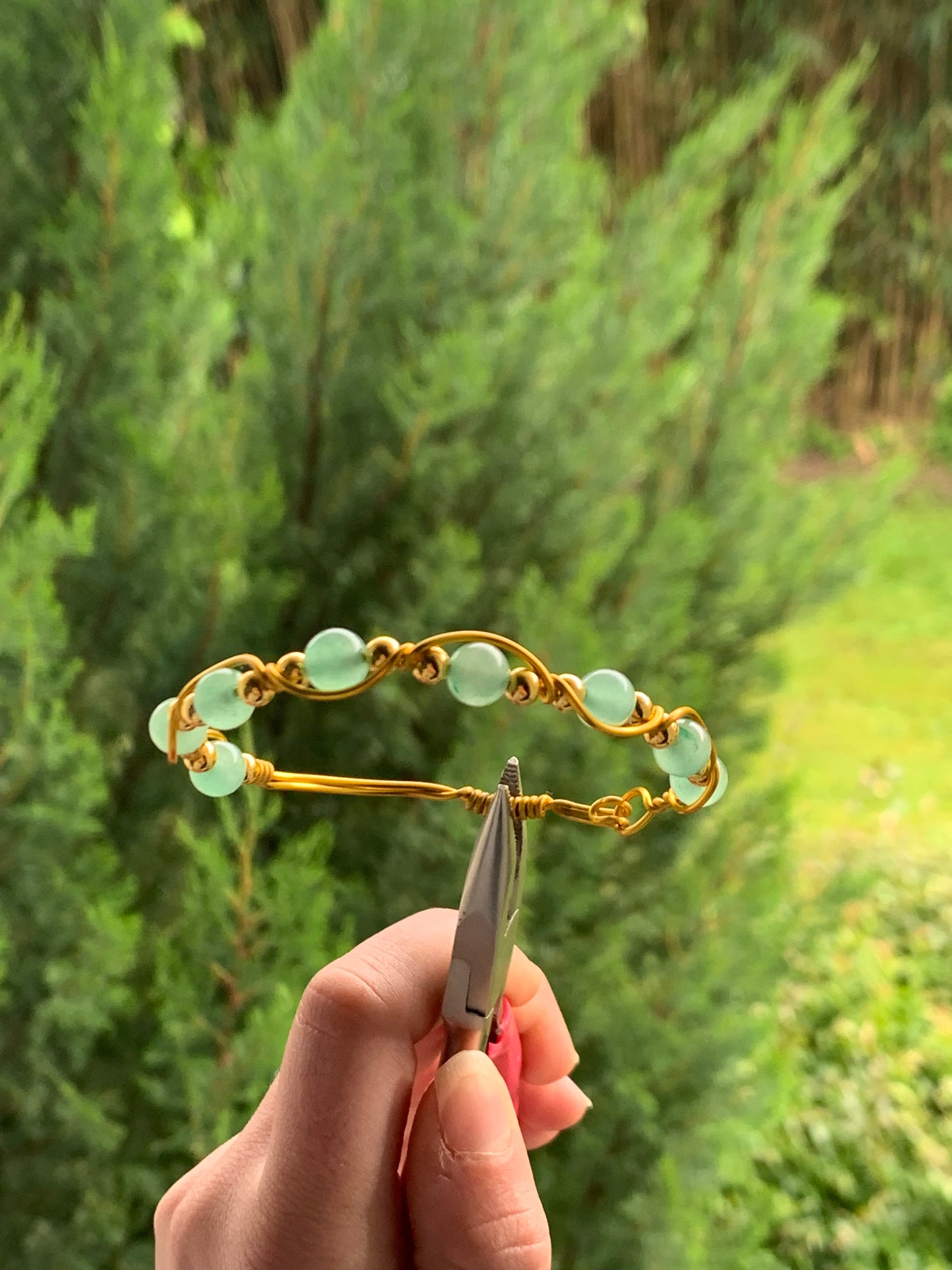 Bracelet doré Aventurine verte