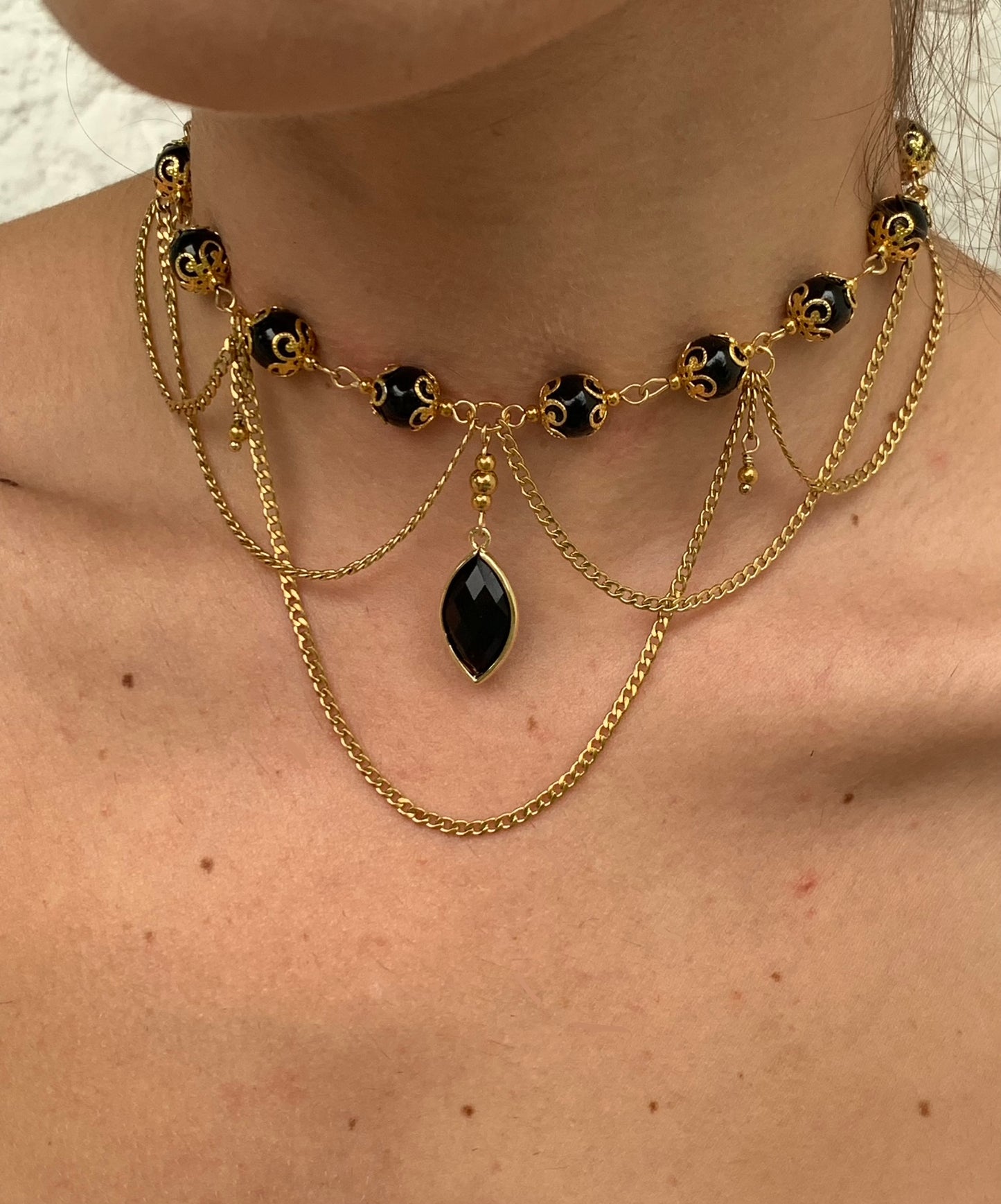 Collier « Maléfique » Tourmaline noir