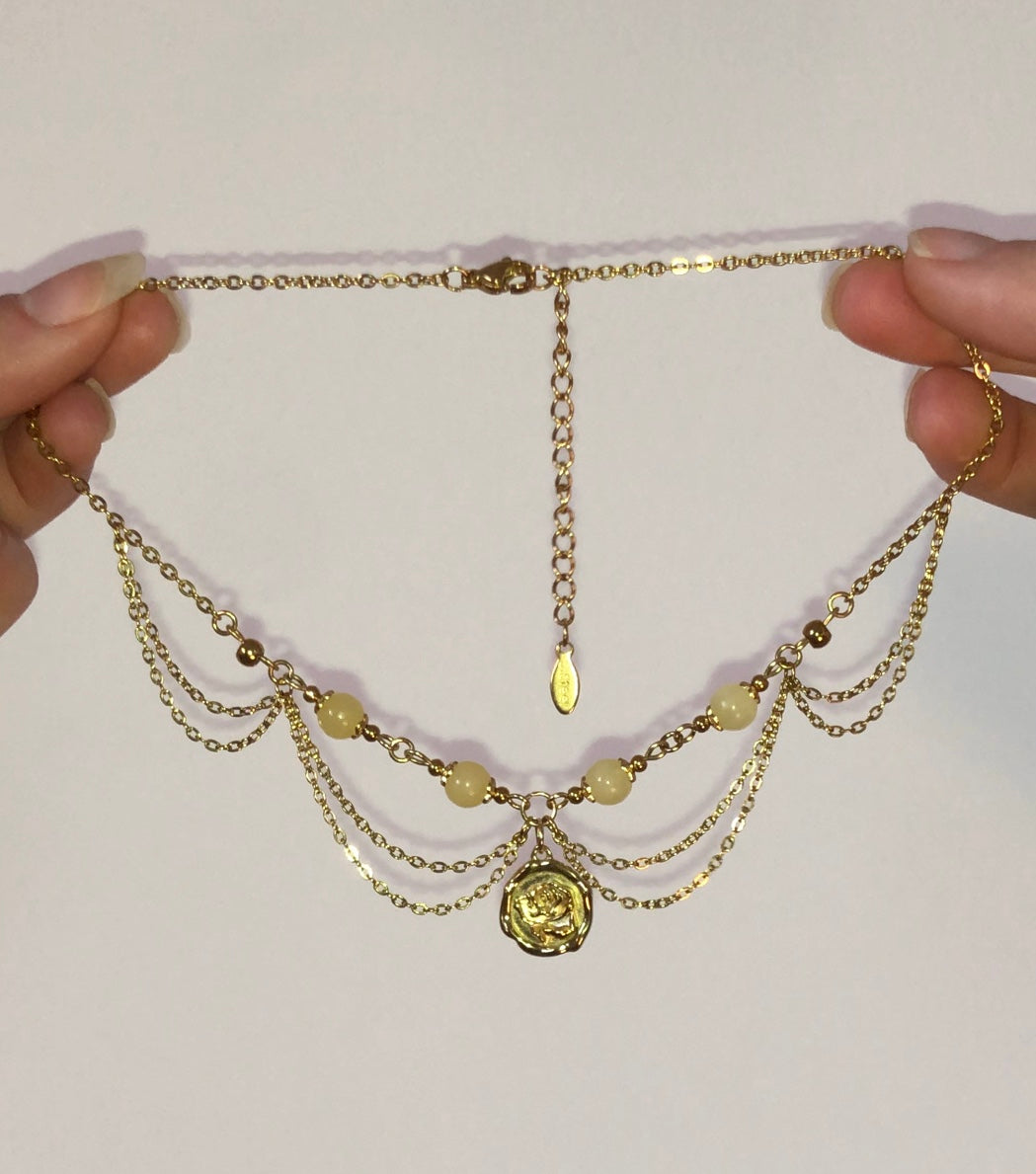 Collier « Belle » Jade jaune