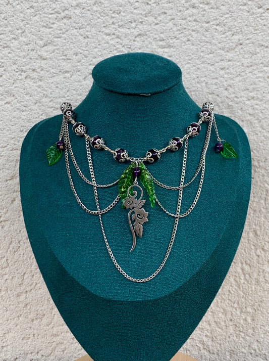 Collier « Flora » argenté Améthyste