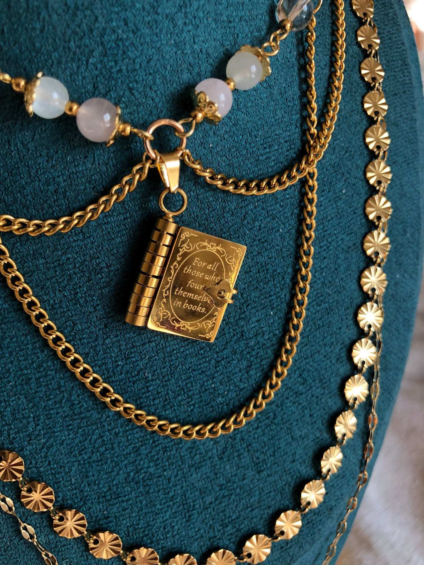 Collier « Narnia » Quartz rose/Pierre de Lune/Cristal de roche