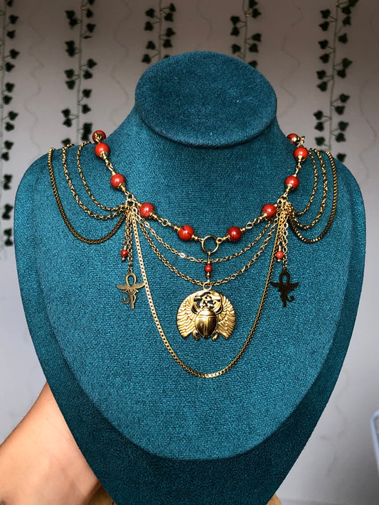 Collier « Khepri » Jaspe rouge