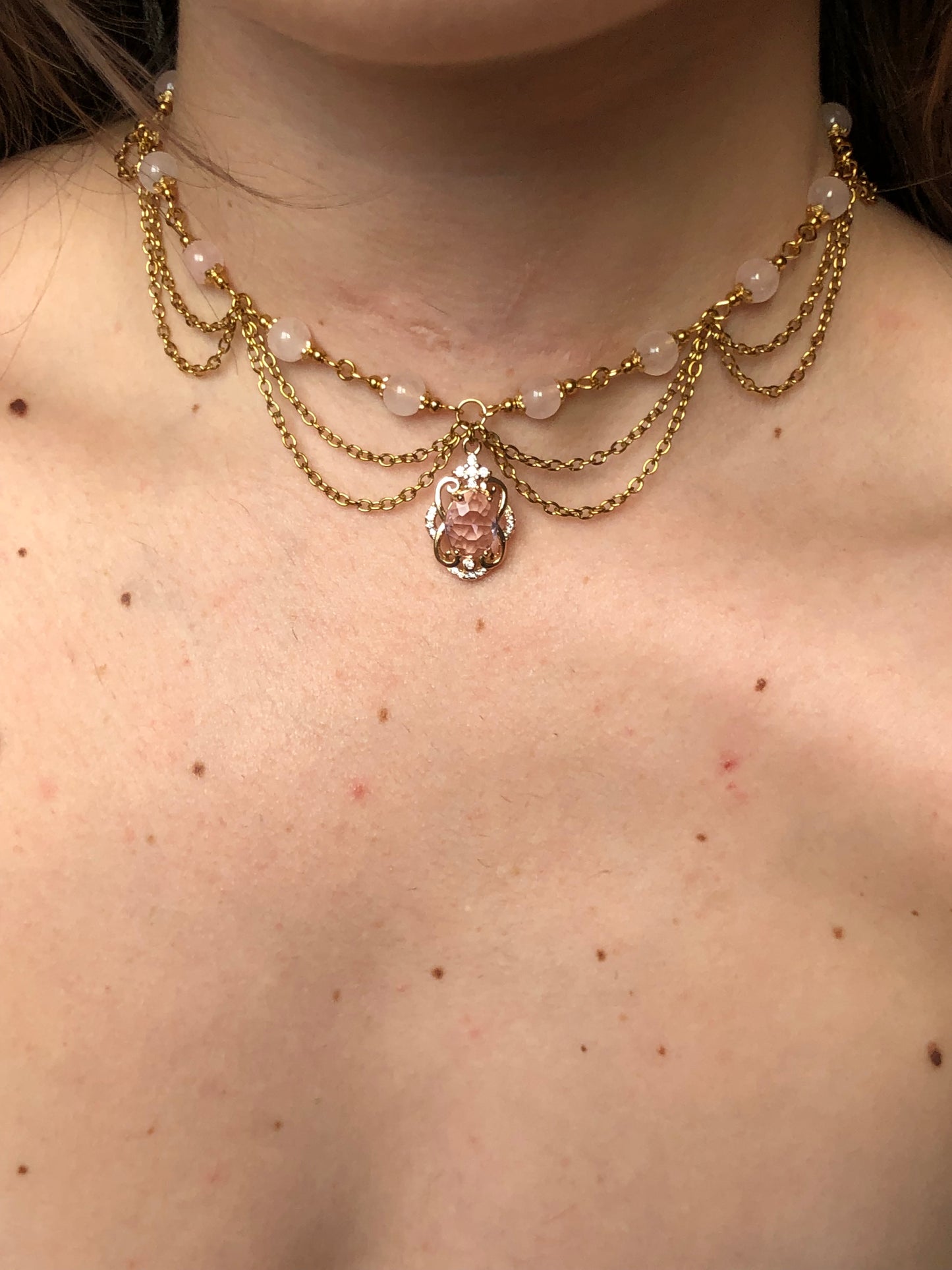 Collier « Hyacinthe » Quartz rose
