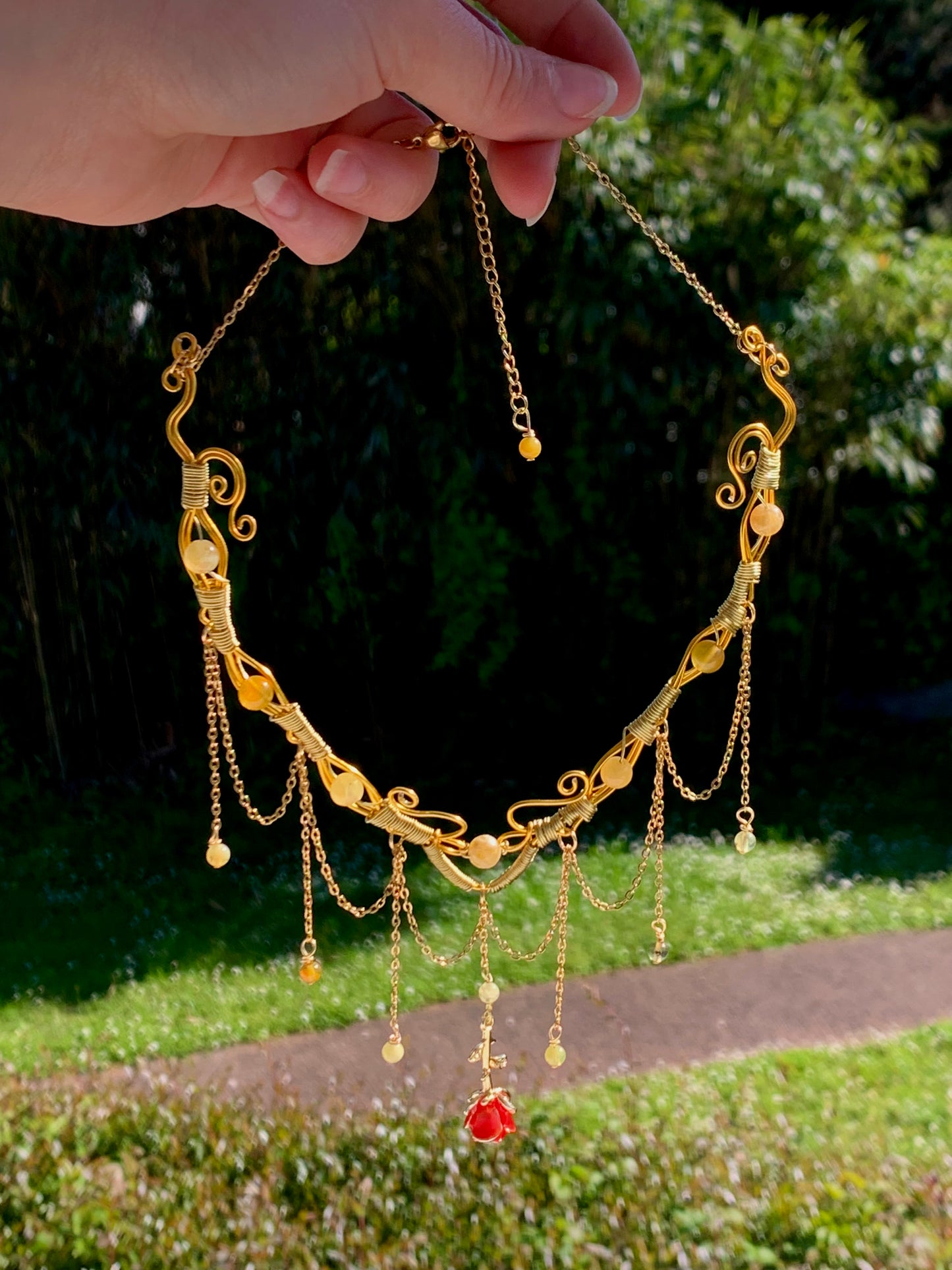 Collier doré « Belle » & Opale jaune