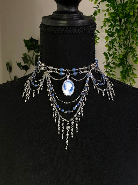 Collier Aventurine bleue & Cristal de roche