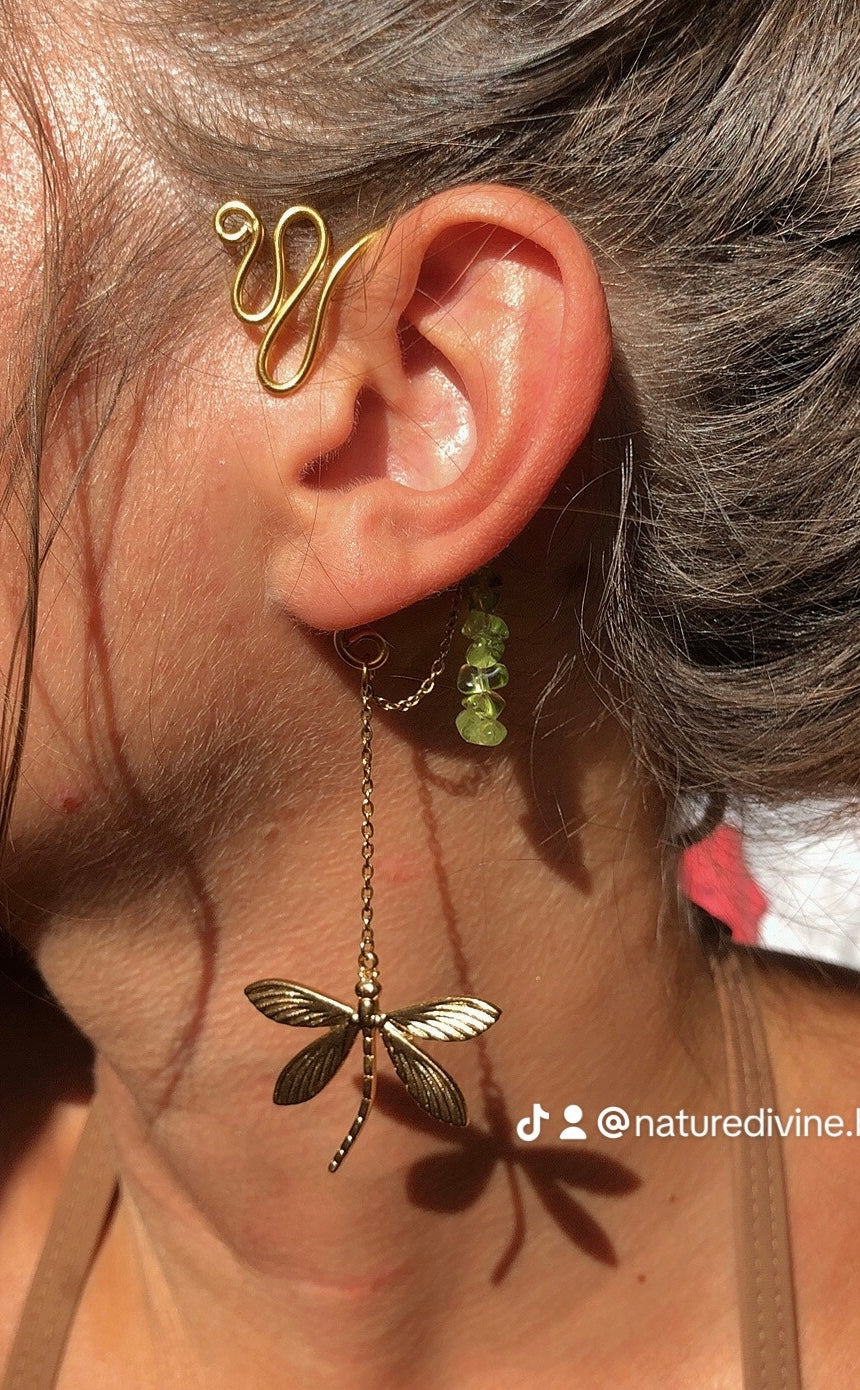 Manchettes d’oreilles Libellules & Péridot