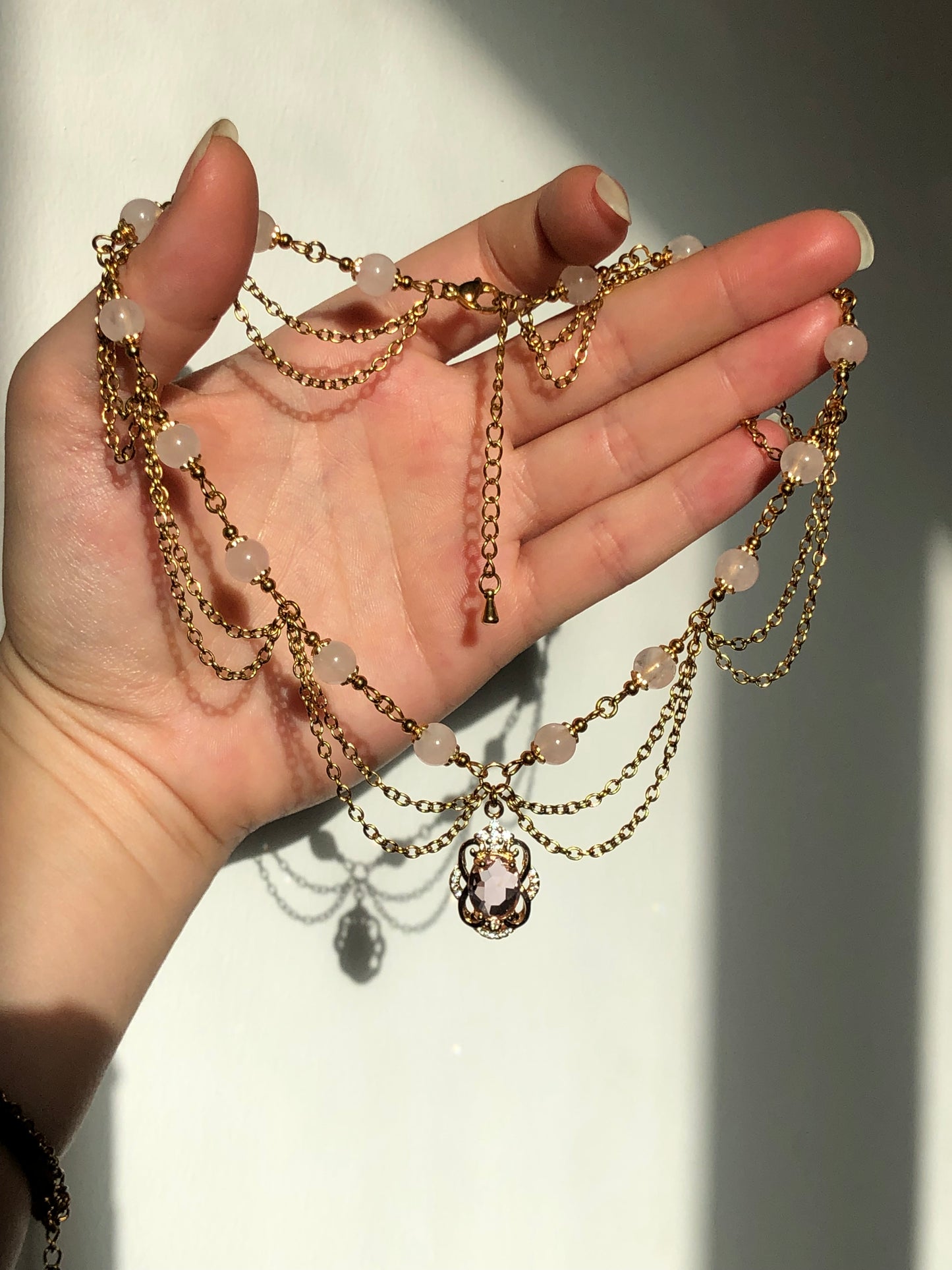 Collier « Hyacinthe » Quartz rose