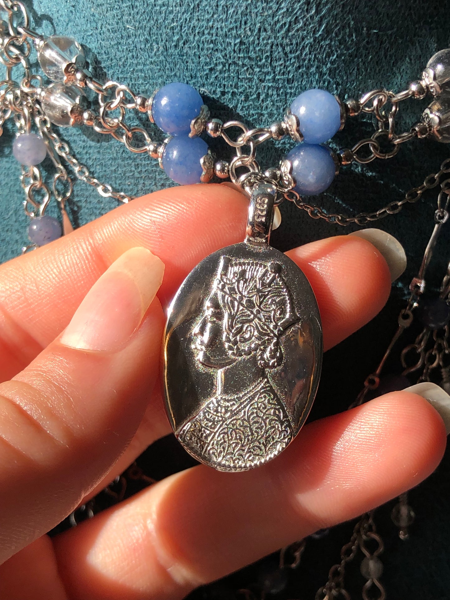 Collier Aventurine bleue & Cristal de roche