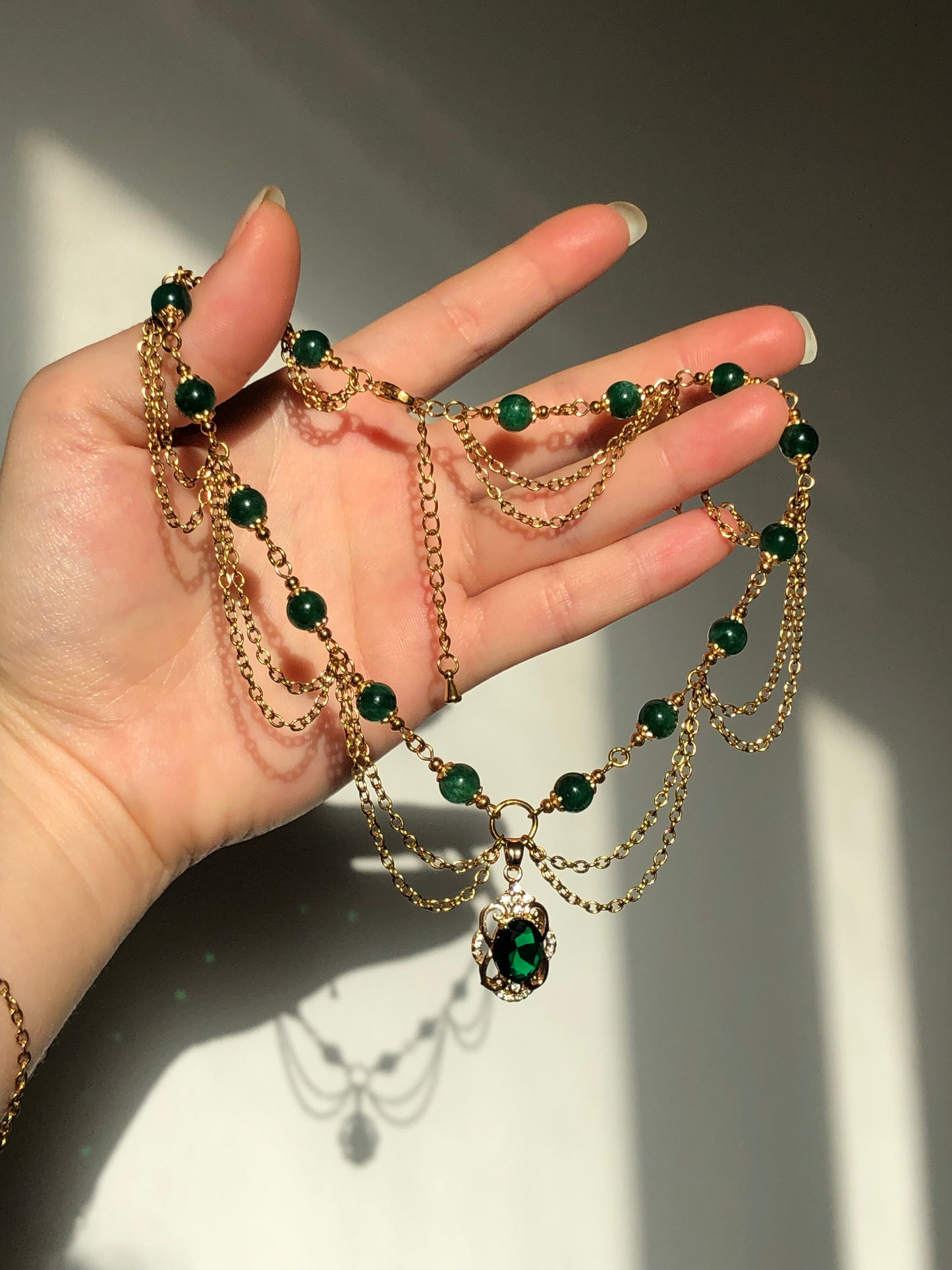 Collier « Siena » Aventurine verte étoilée