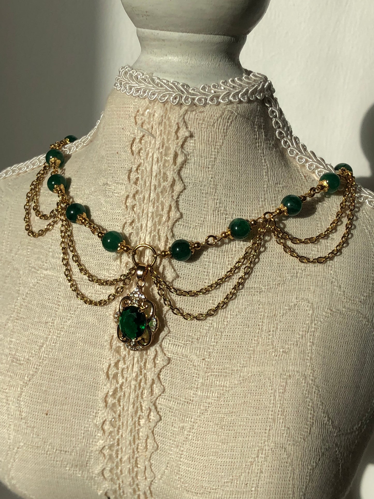 Collier « Siena » Aventurine verte étoilée