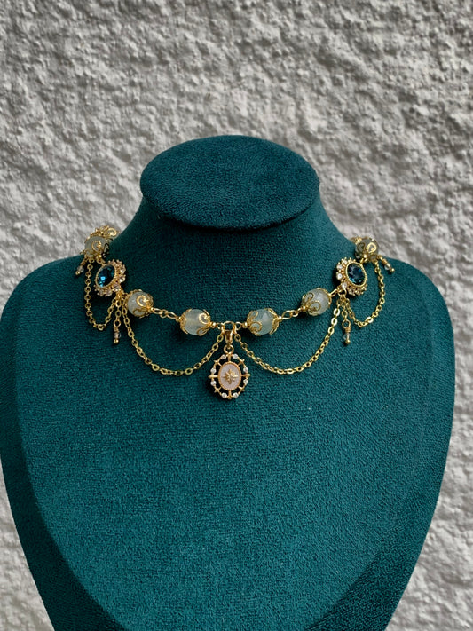 Collier « Princesse Kidagakash »Plaqué or & Aigue-Marine