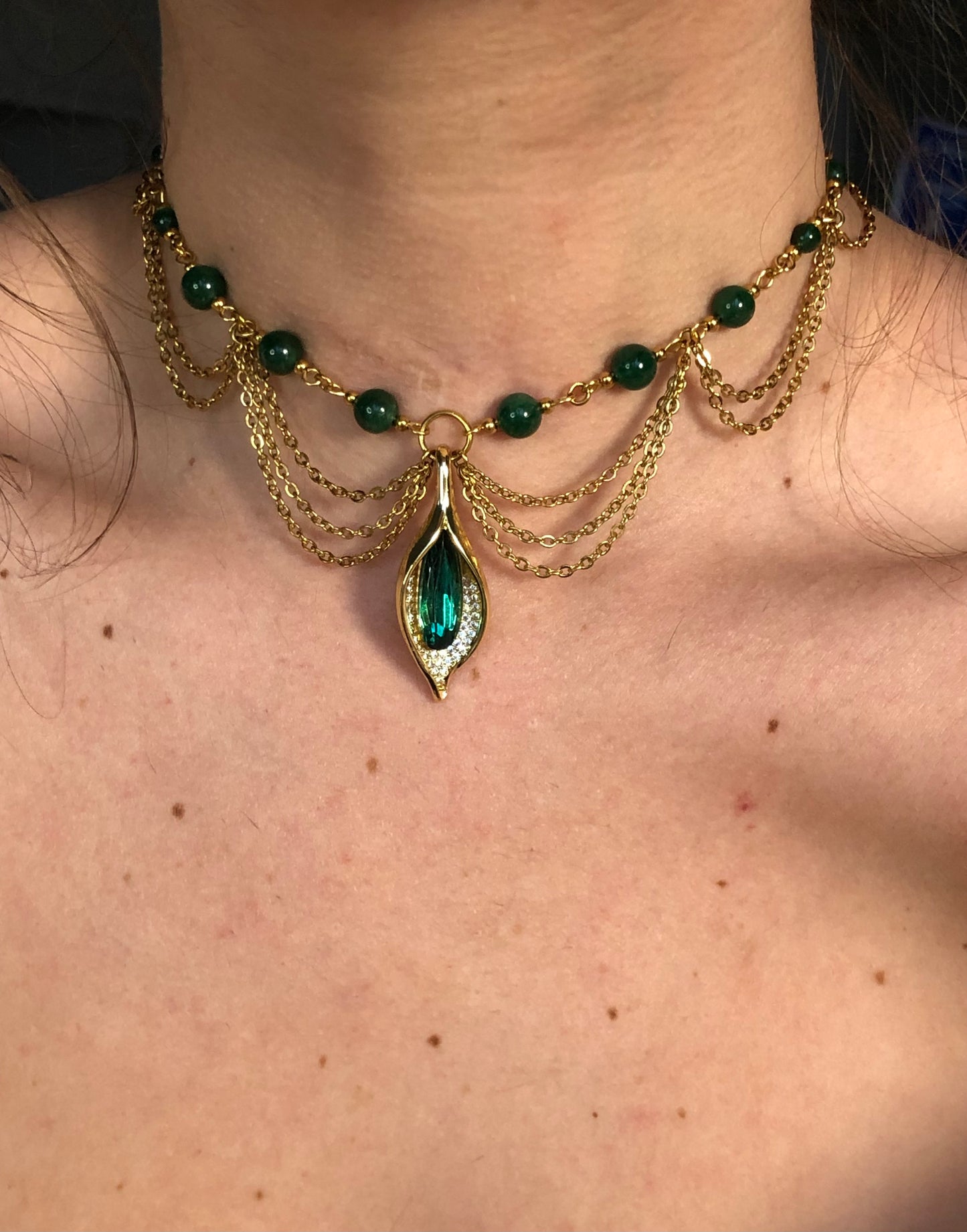 Collier « Alicia » Aventurine verte étoilée