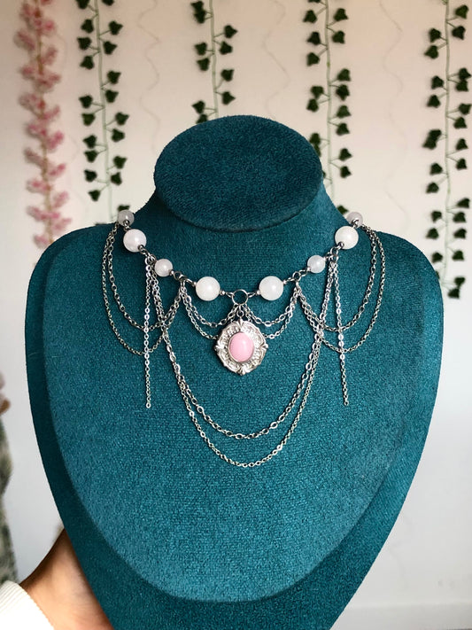 Collier « Vicomtesse » Quartz rose