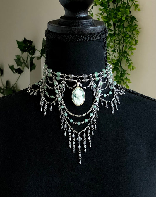 Collier « Irène » Aventurine verte & Cristal de roche