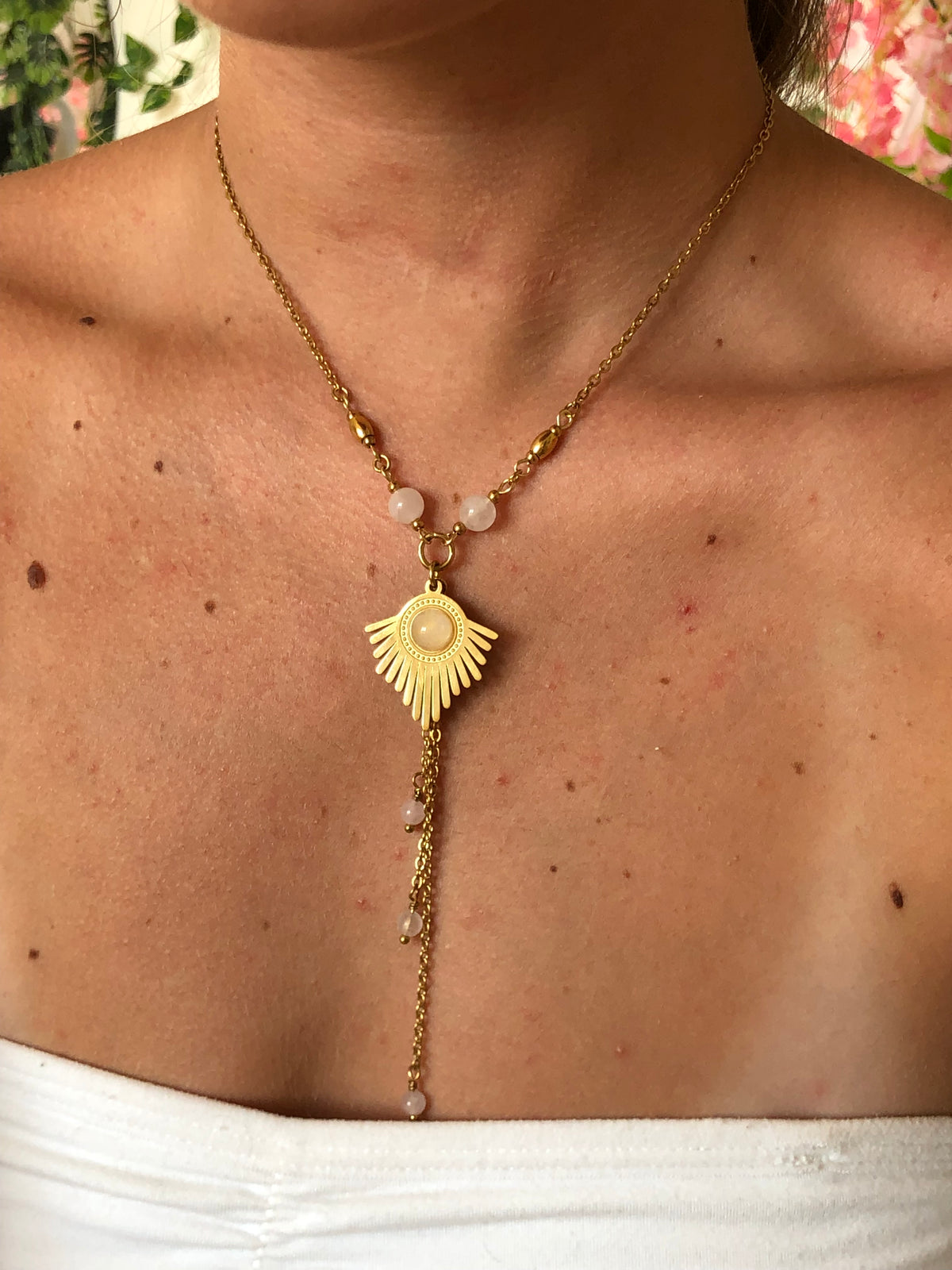 Collier "Ophélia" Quartz rose