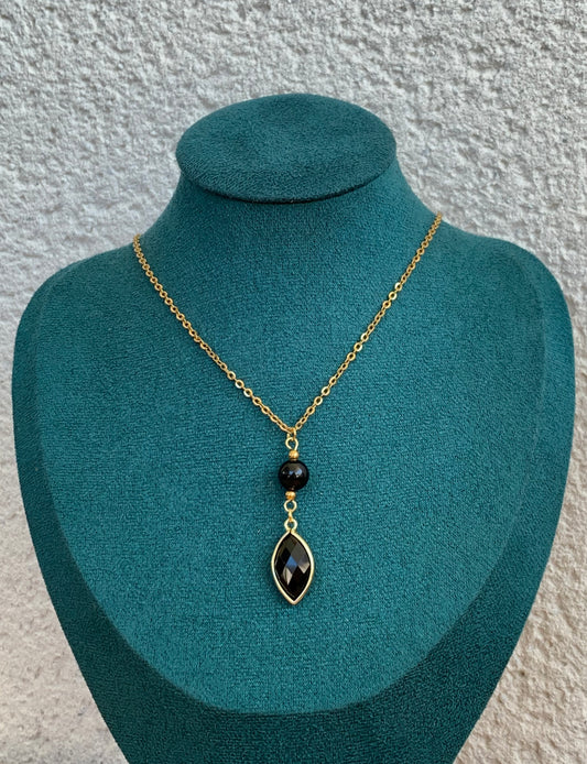 Collier doré Tourmaline noir