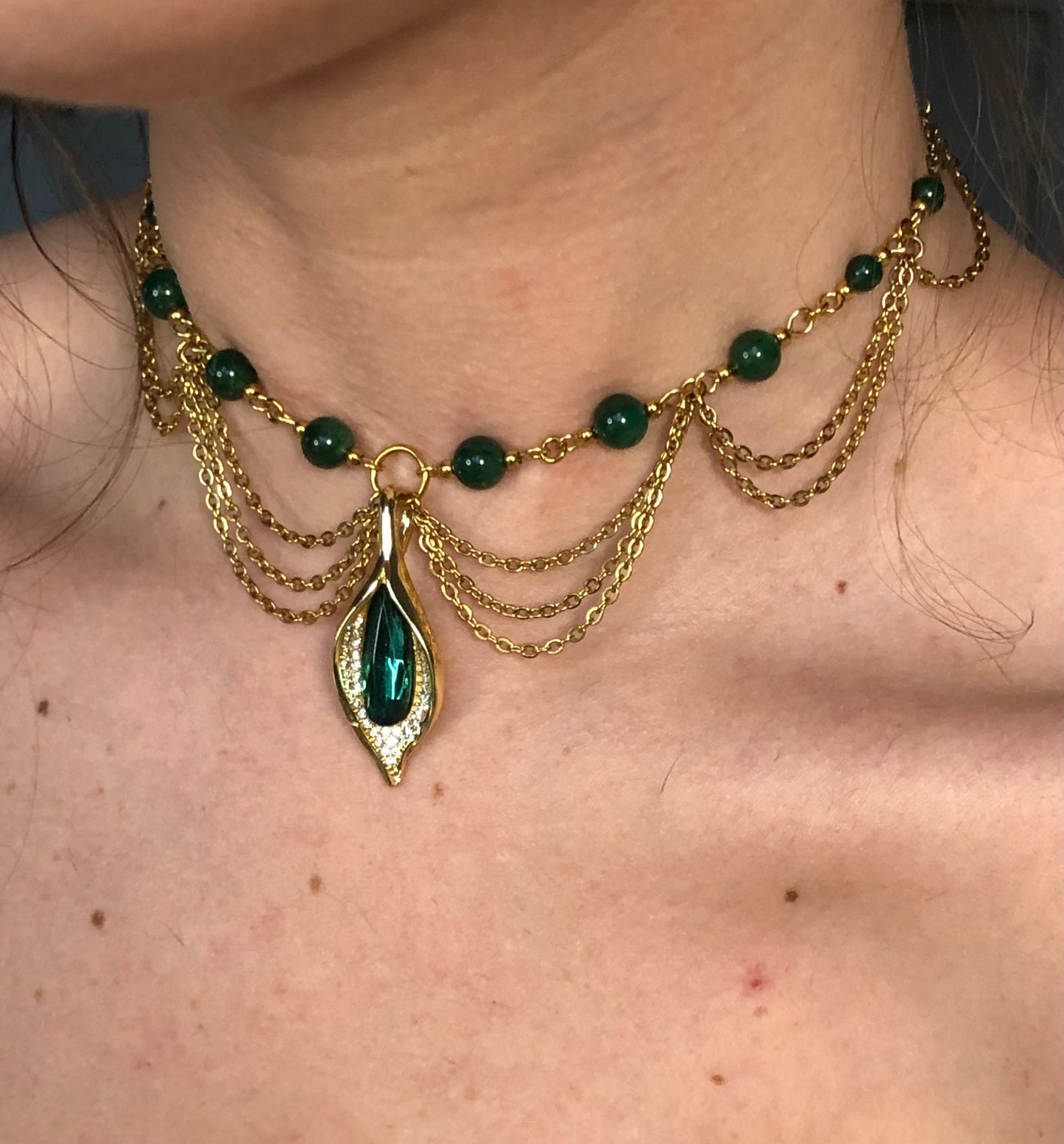 Collier « Alicia » Aventurine verte étoilée