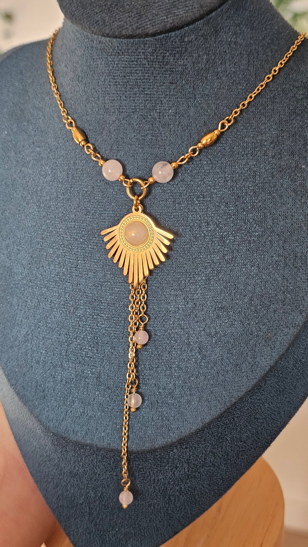 Collier "Ophélia" Quartz rose