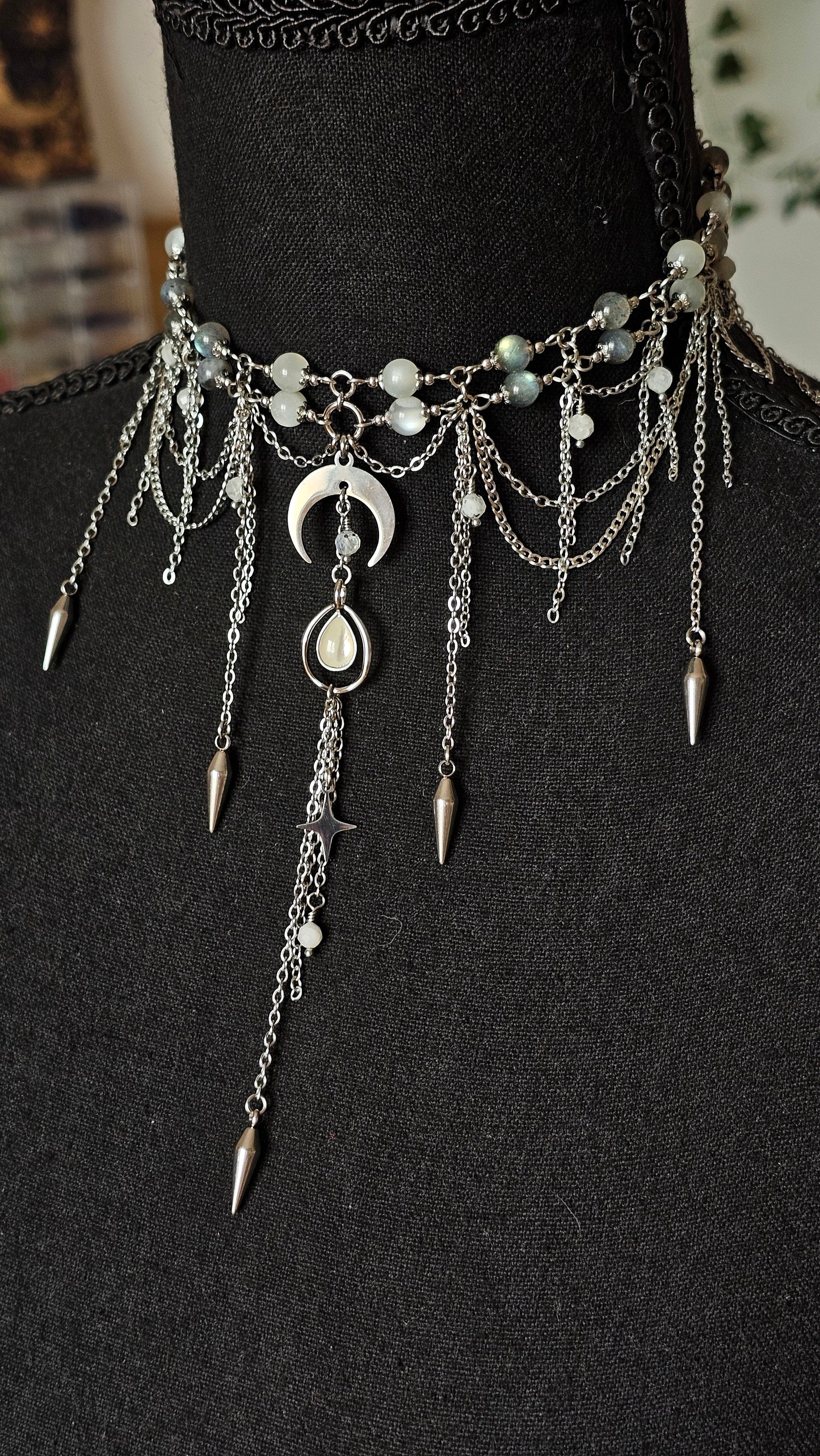 Collier "Moon" Pierre de Lune & Labradorite