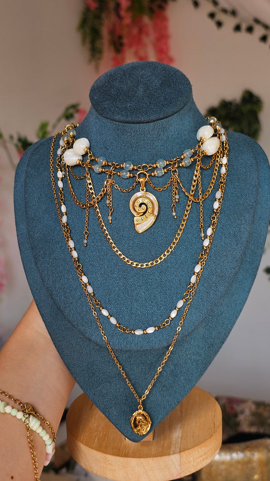 Collier "Ariel" Aigue-marine & perles nacrés
