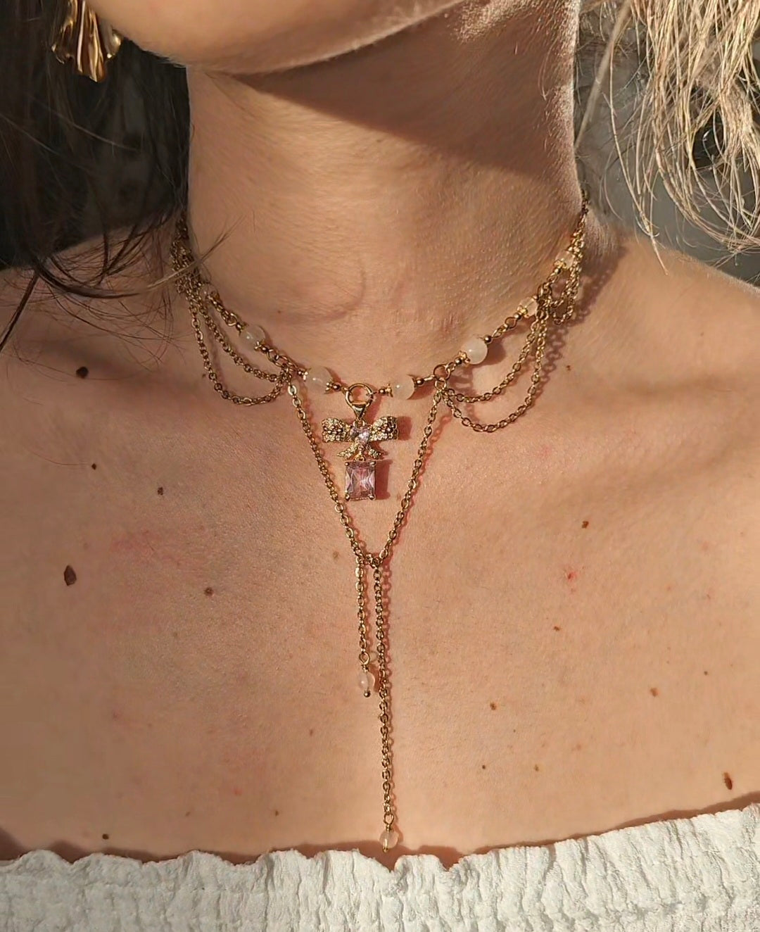 Collier "Laureen" Quartz rose