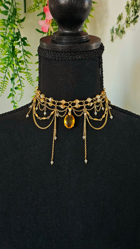 Collier "Iris" Citrine & Cristal de roche