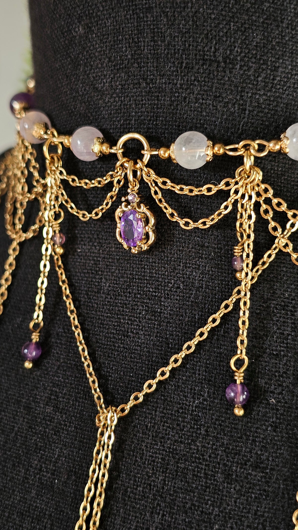 Collier "Christine" Améthyste lavande & Améthyste foncée