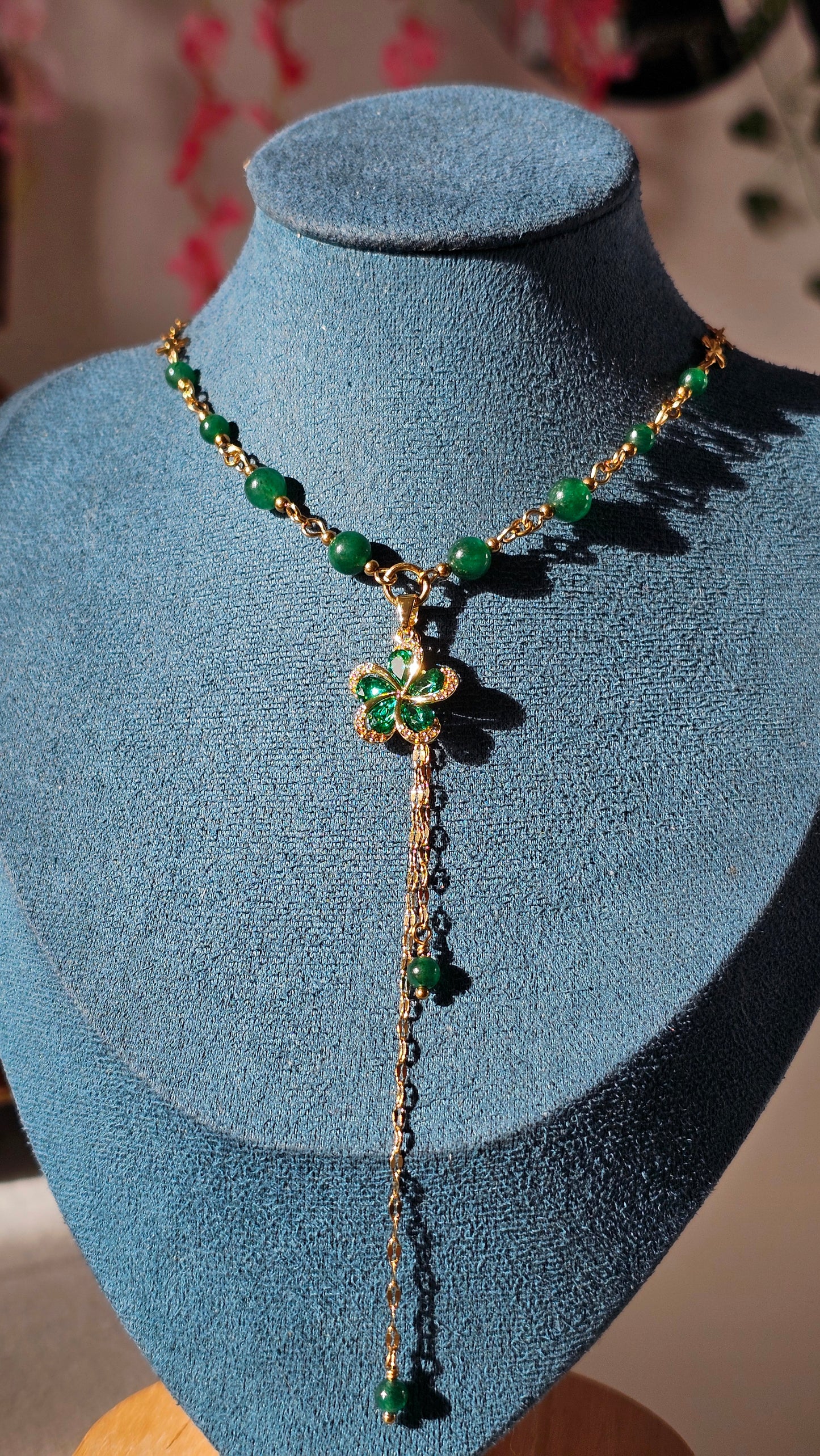 Collier "Juliane" Aventurine verte étoilée