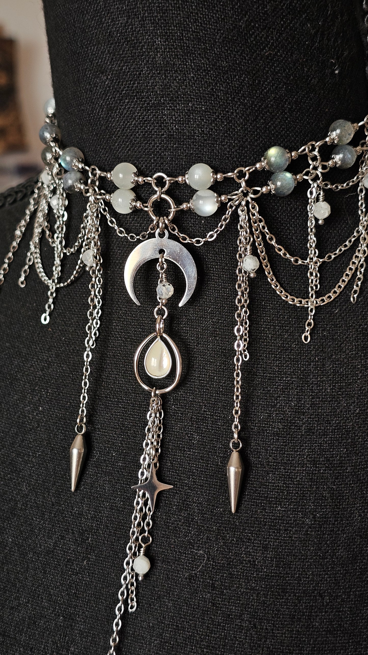 Collier "Moon" Pierre de Lune & Labradorite
