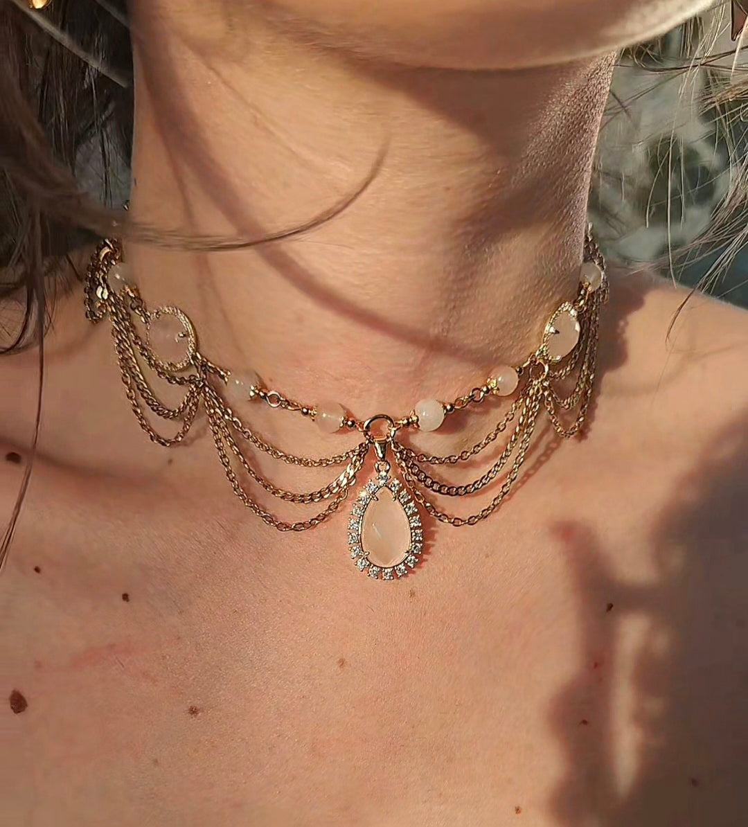 Collier "Barbie" Quartz rose