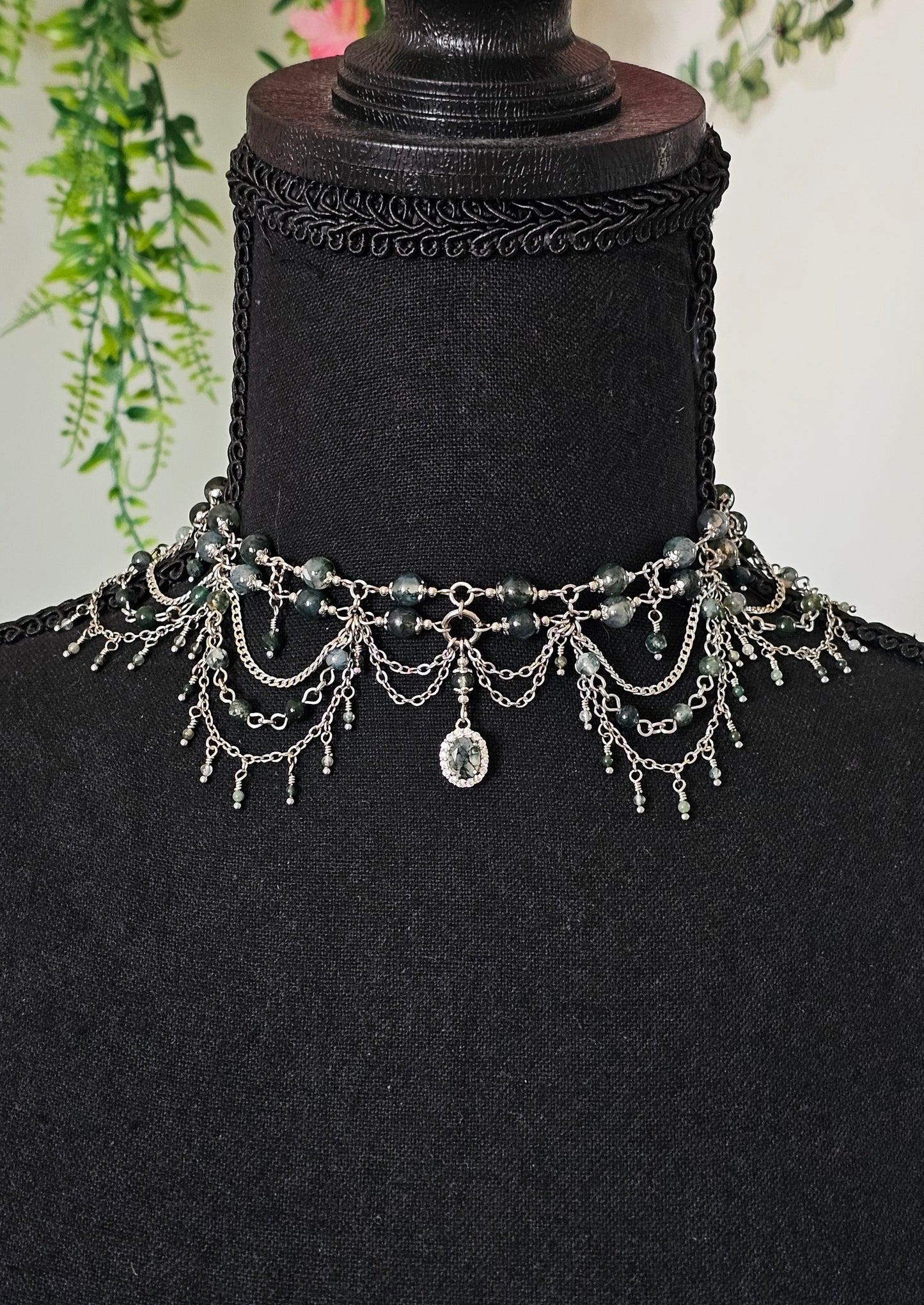 Collier "Éléonore" Agate mousse