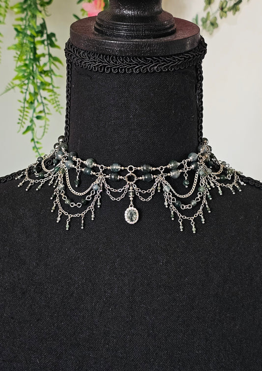 Collier "Éléonore" Agate mousse