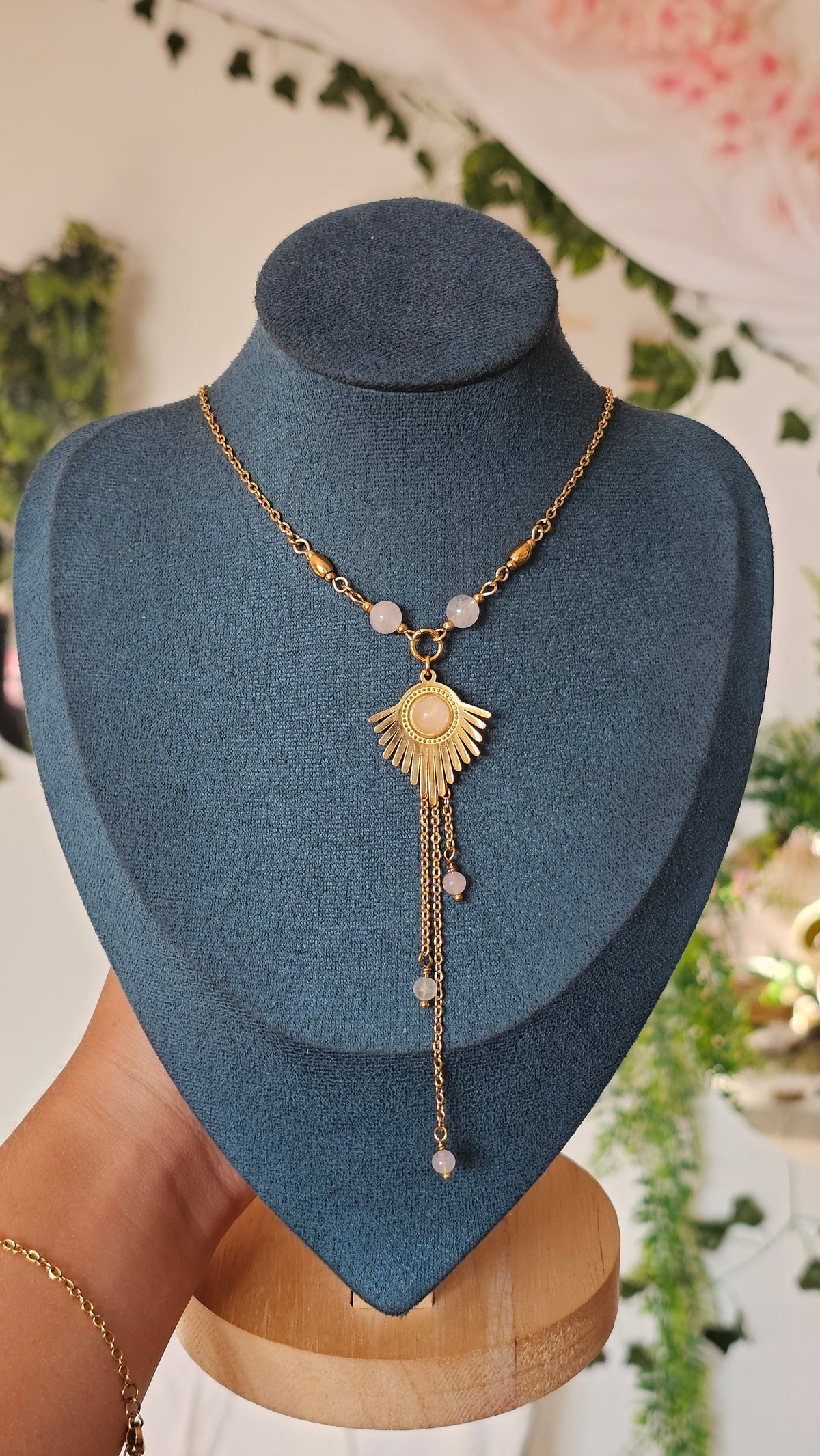 Collier "Ophélia" Quartz rose