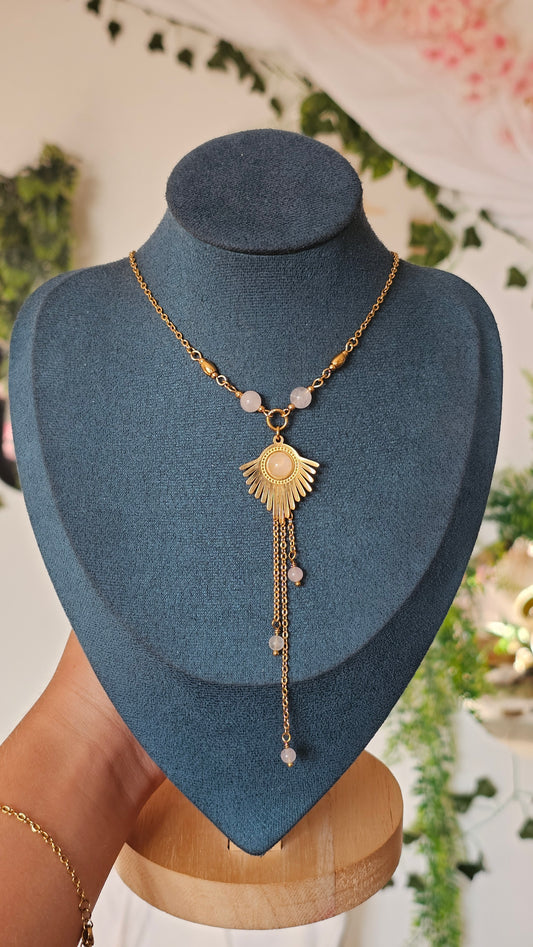 Collier "Ophélia" Quartz rose