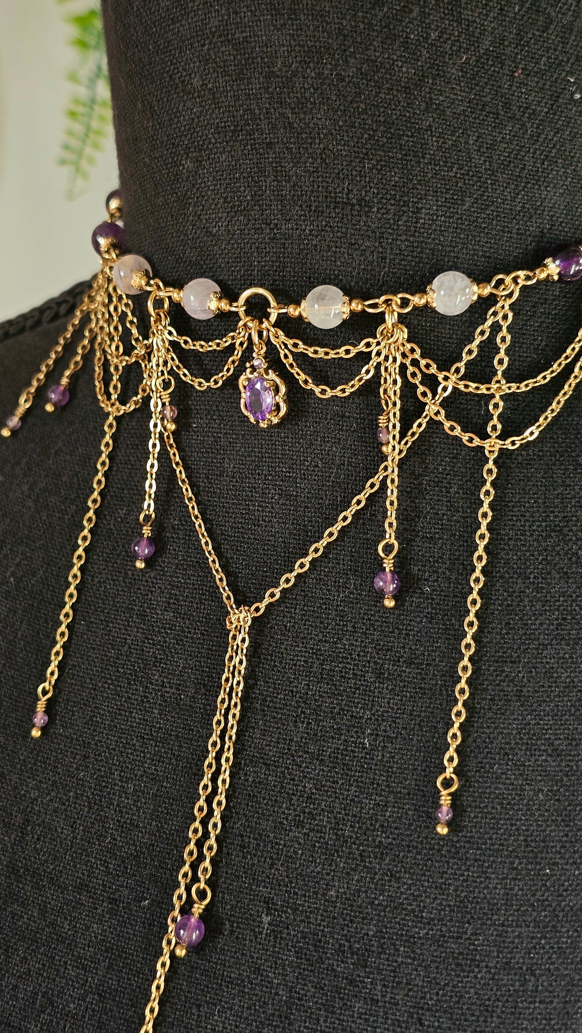 Collier "Christine" Améthyste lavande & Améthyste foncée