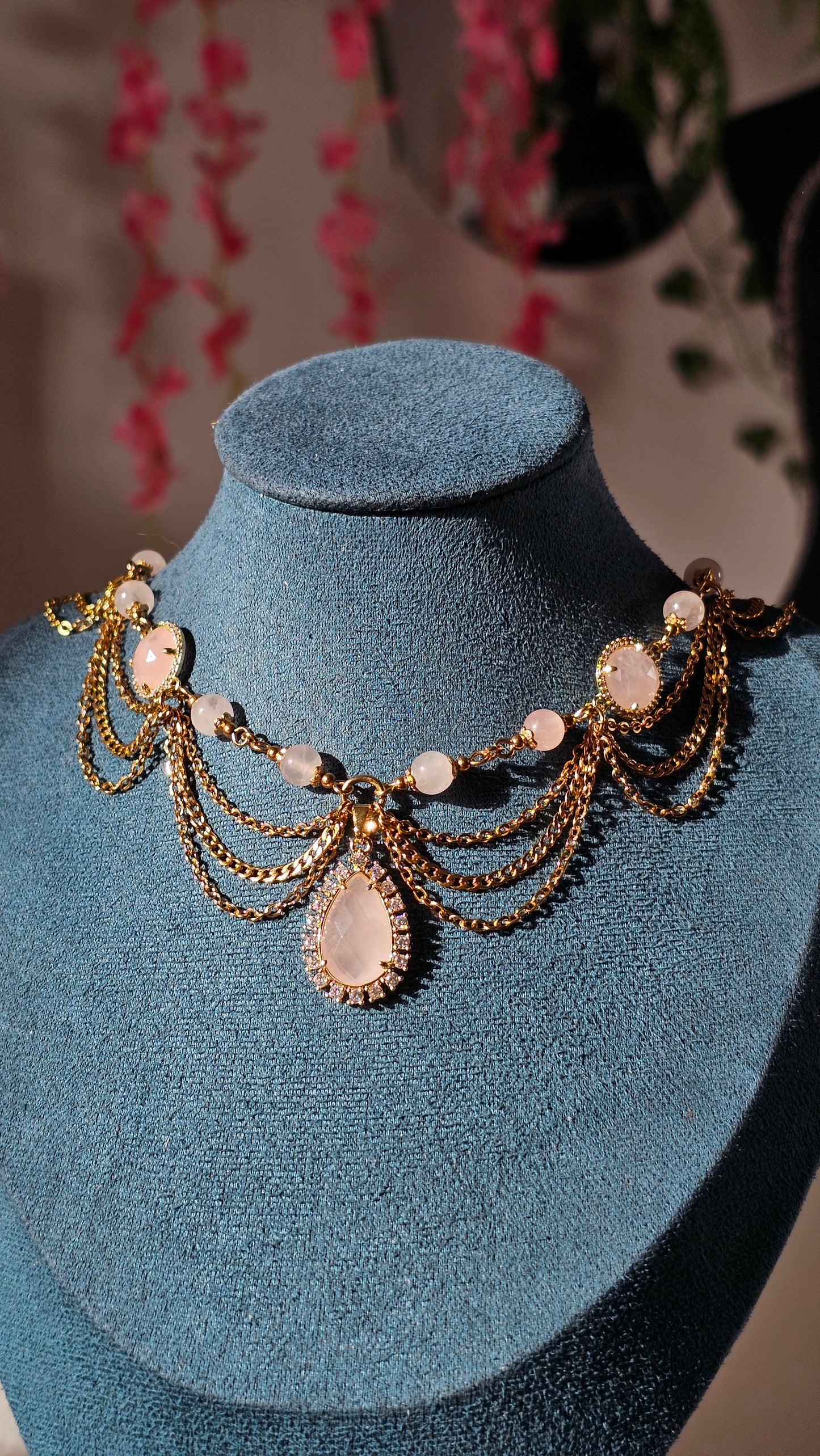 Collier "Barbie" Quartz rose
