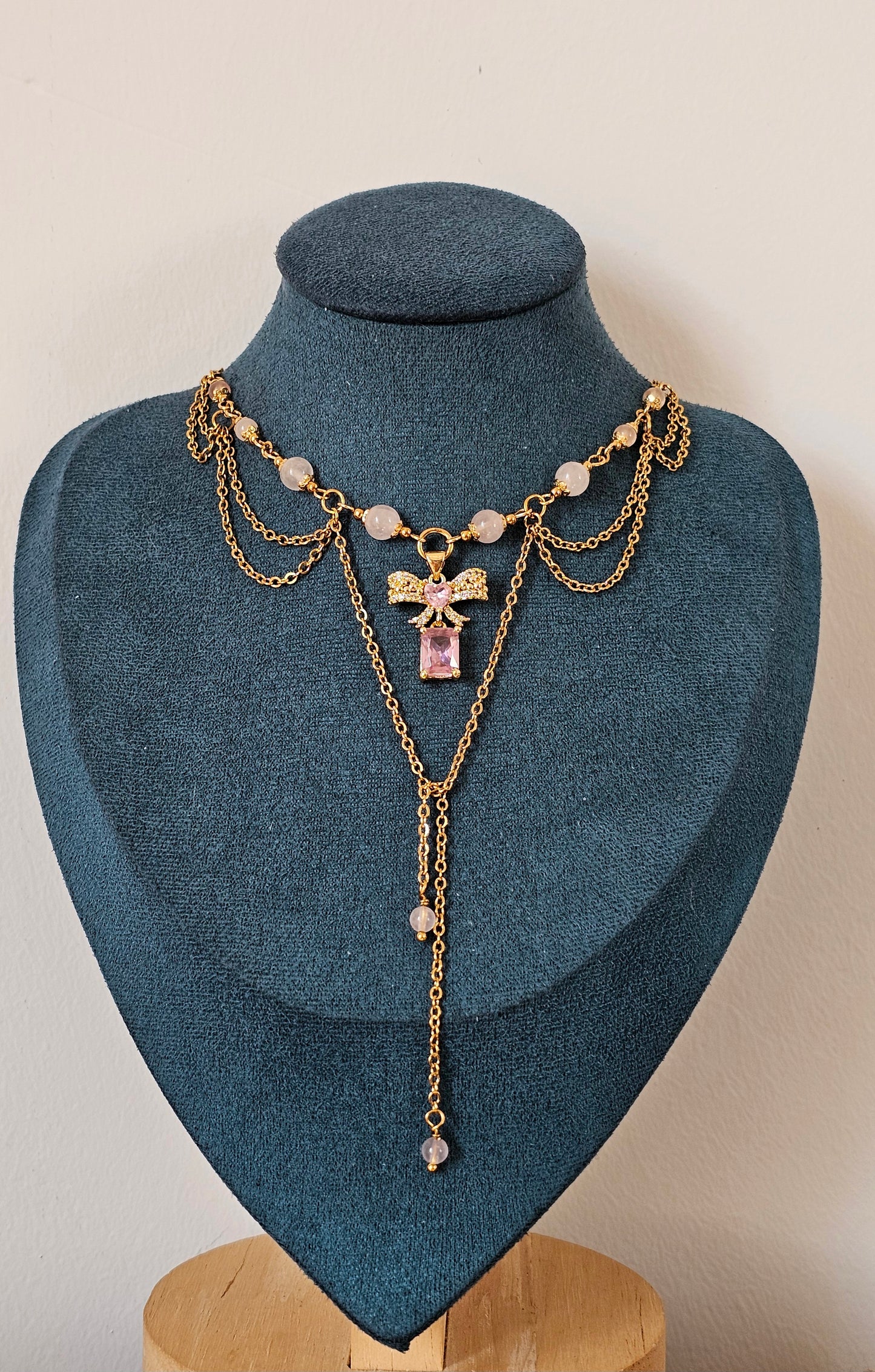 Collier "Laureen" Quartz rose