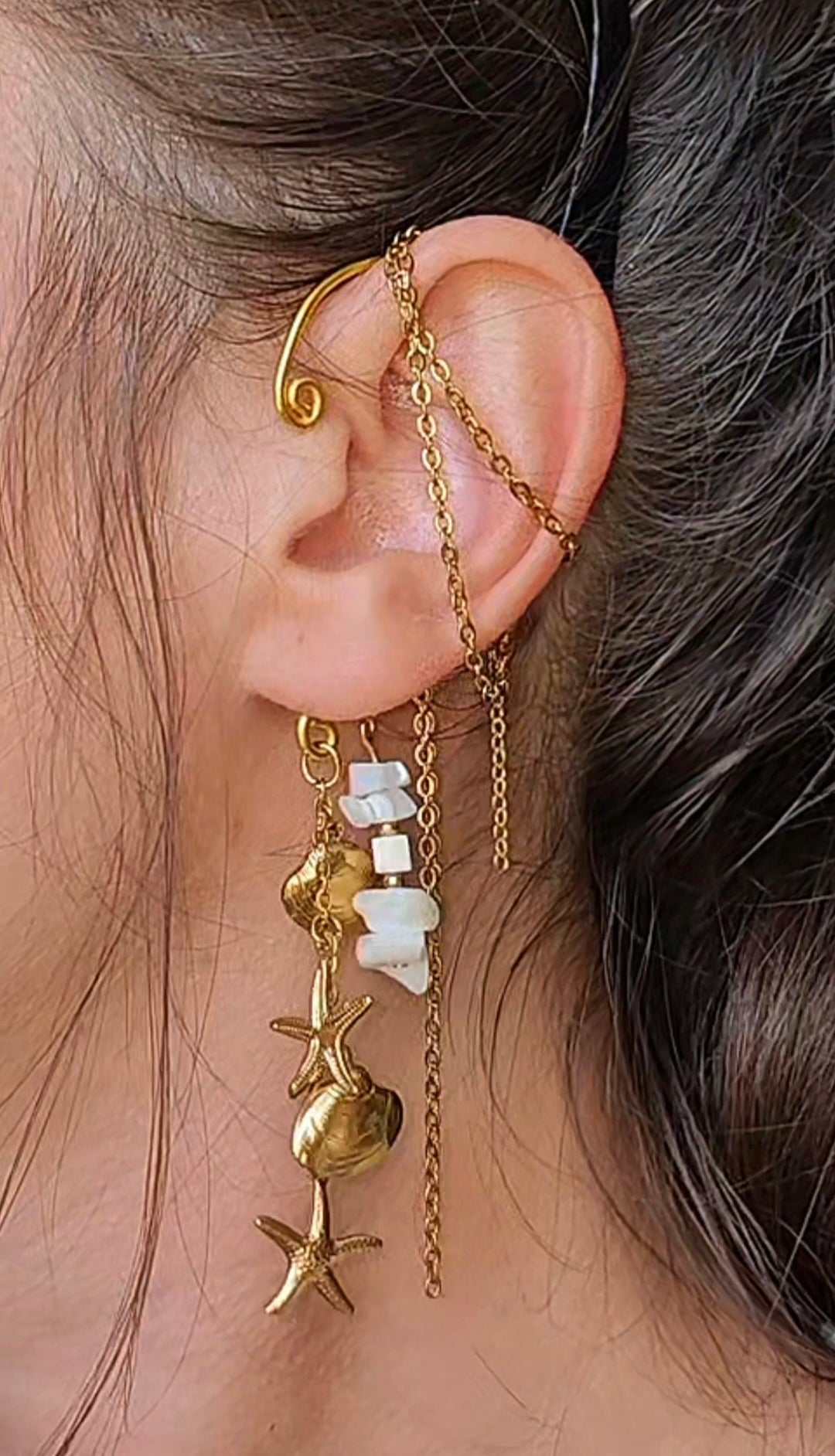 Manchettes d’oreilles "Calista" Perles nacrés