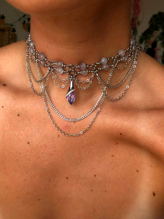 Collier "Vanessa" Améthyste lavande