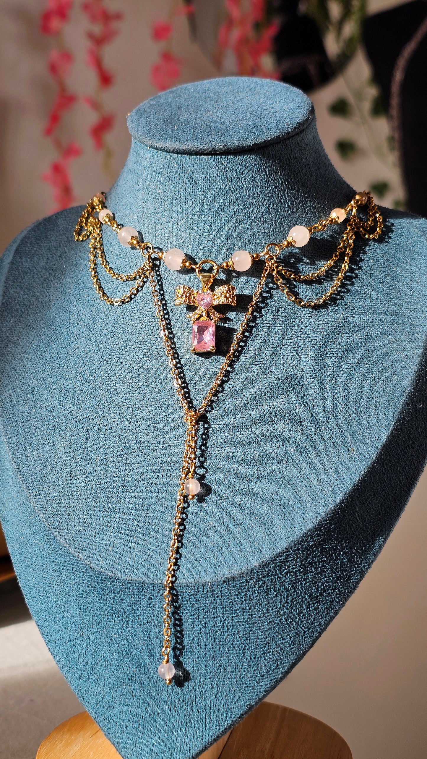 Collier "Laureen" Quartz rose