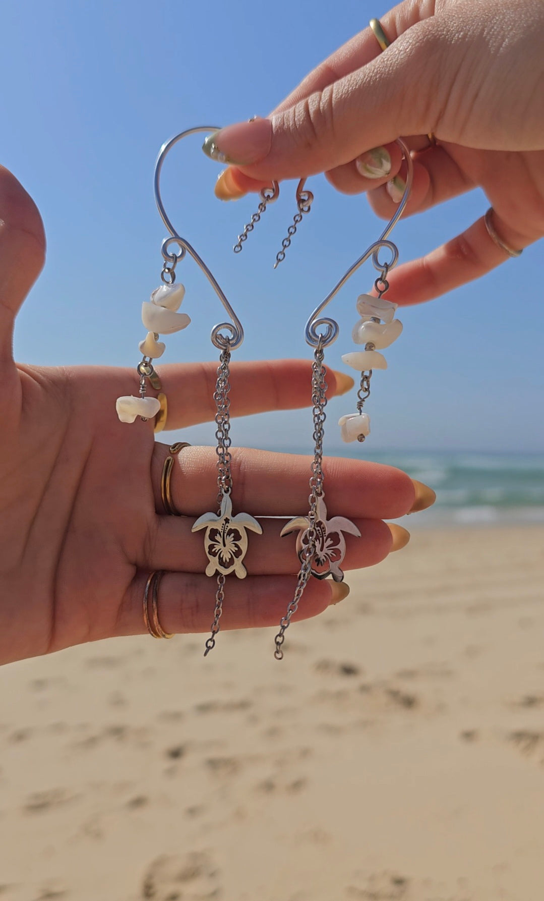 Manchettes d’oreilles Tortues, Perles nacrés