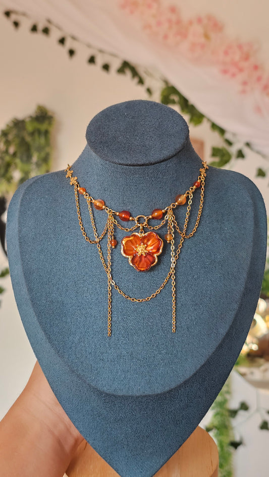 Collier "Hanami" Cornaline ou Pierre de Lune