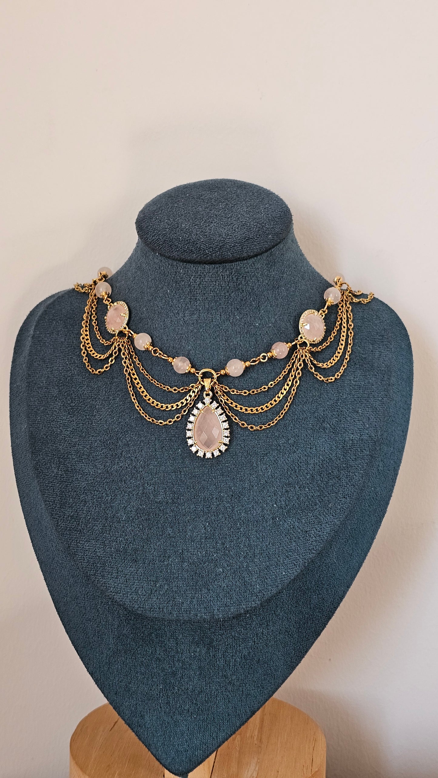 Collier "Barbie" Quartz rose