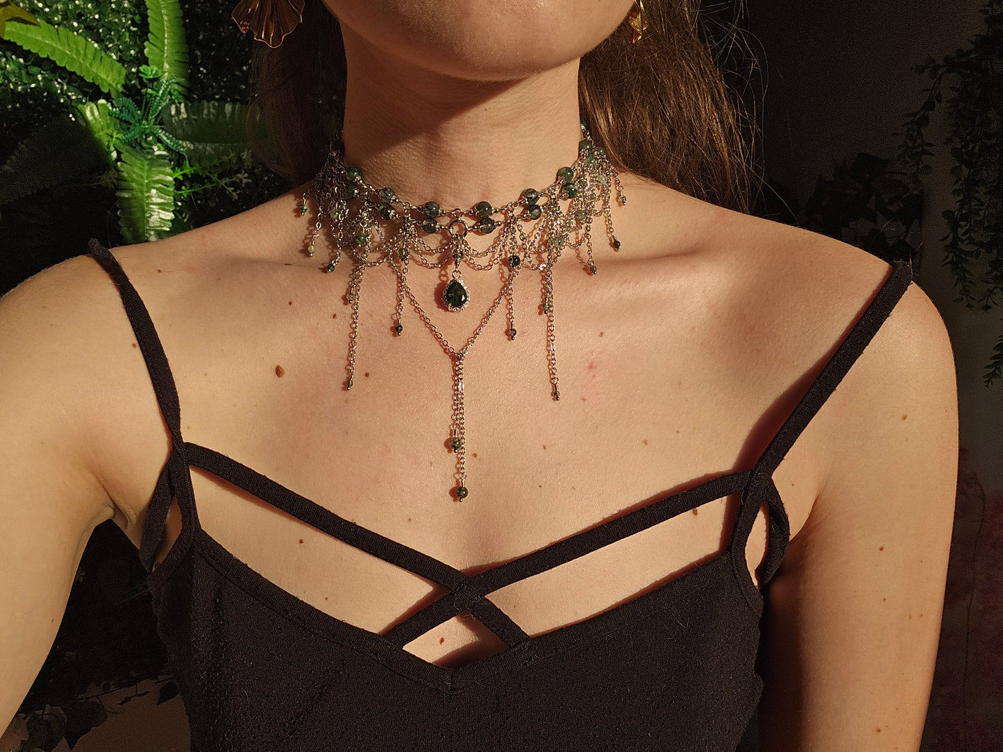 Collier "Larme Sylvestre" Agate mousse