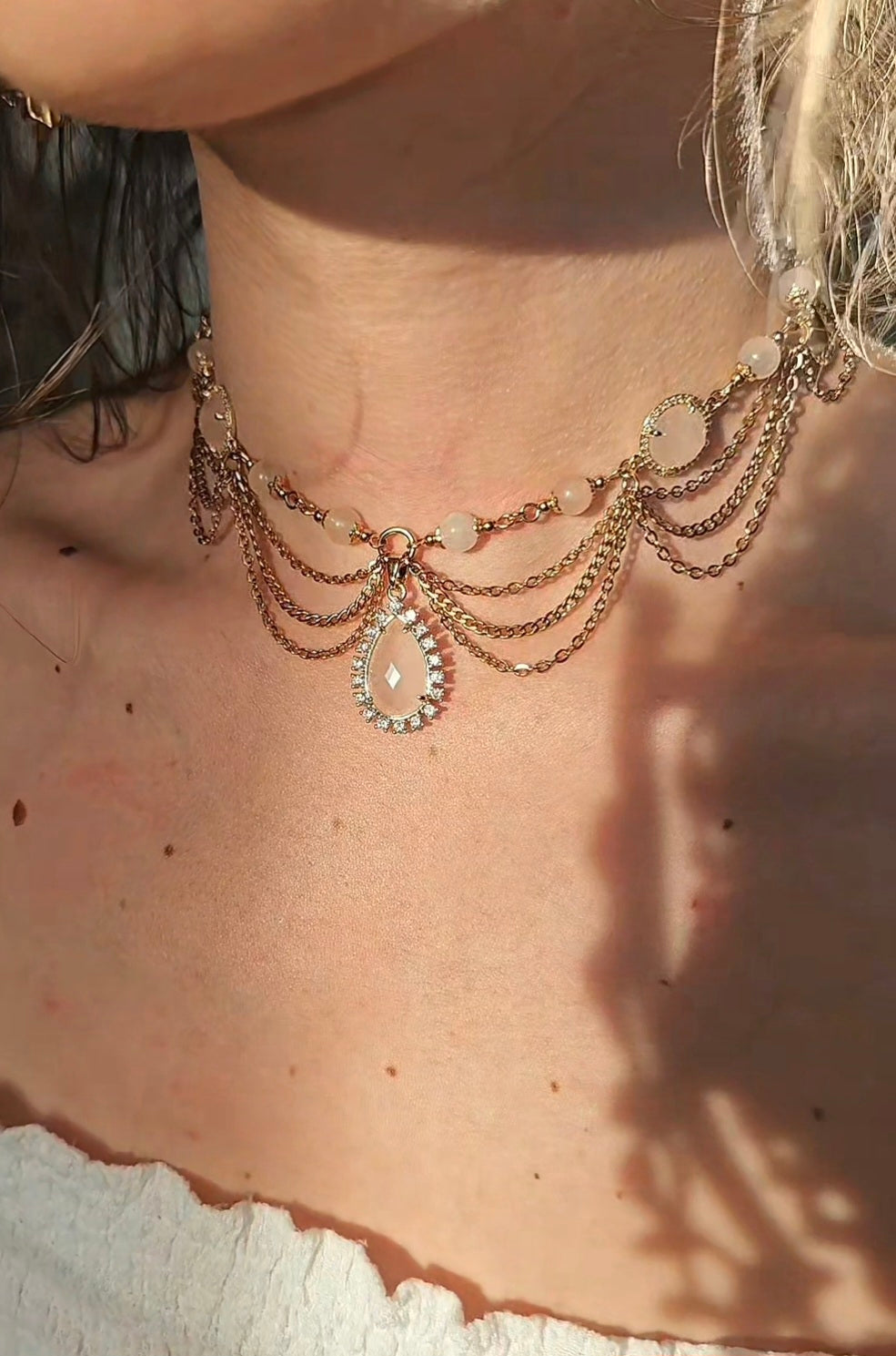 Collier "Barbie" Quartz rose