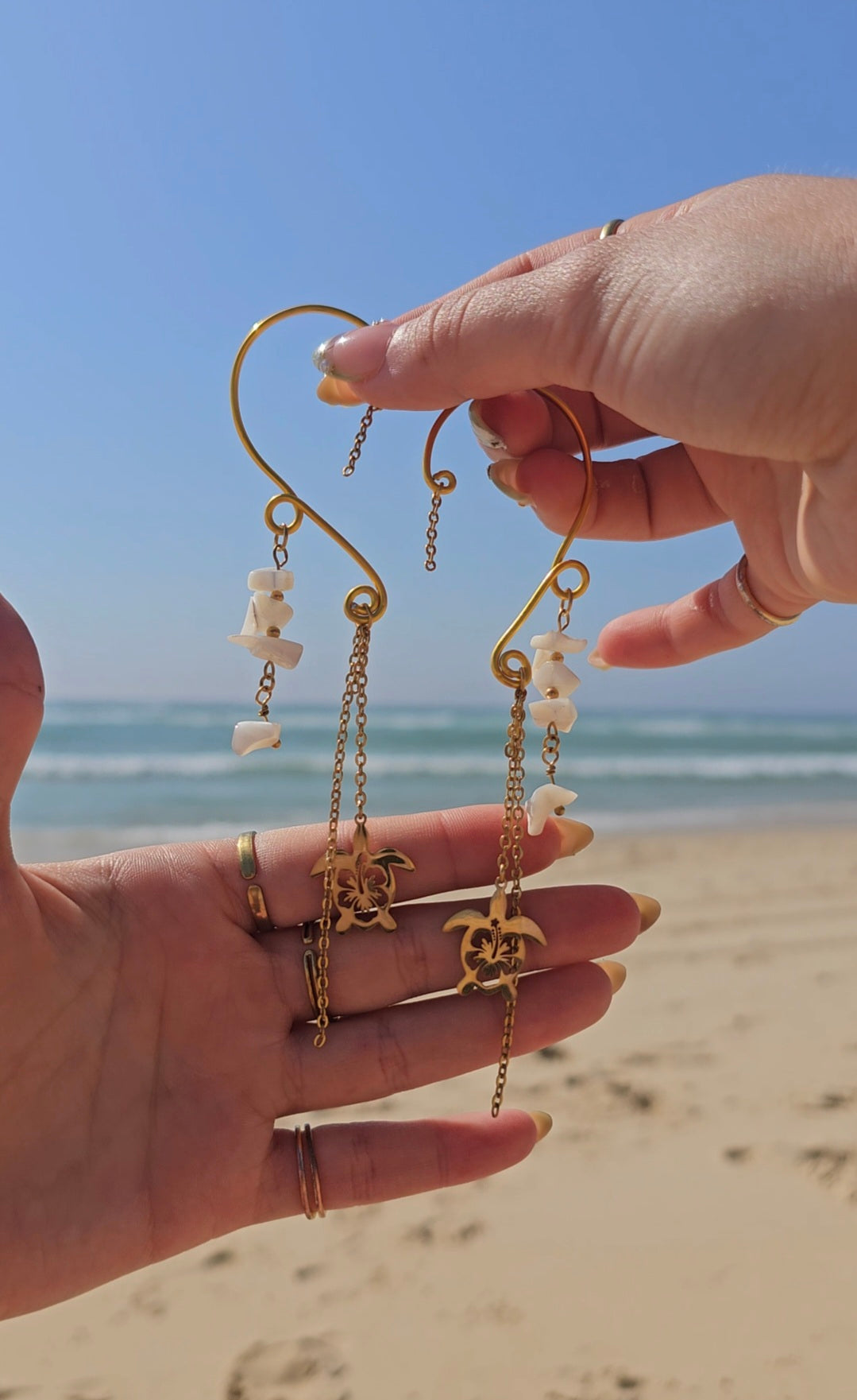 Manchettes d’oreilles Tortues, Perles nacrés